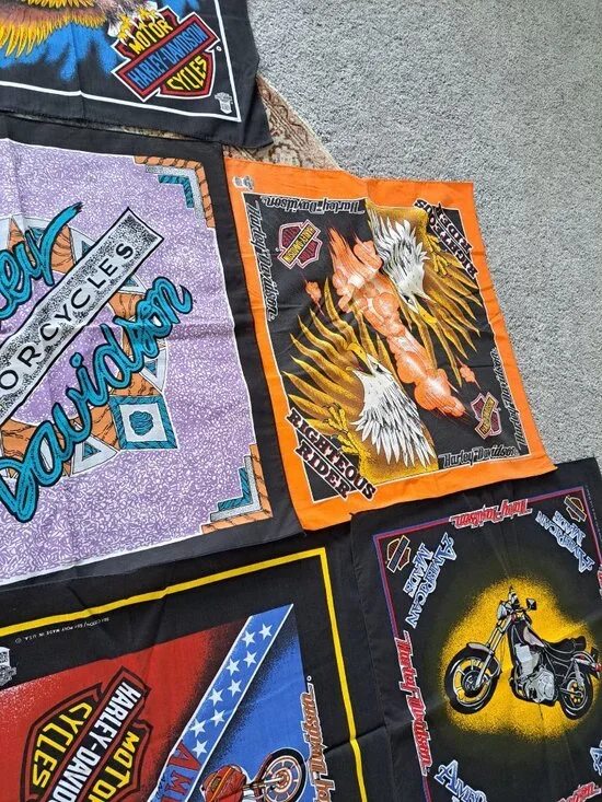 Vintage Harley-Davidson Bandanas Lot 10 American Made Motorcycles Multicolor - Picture 8 of 11